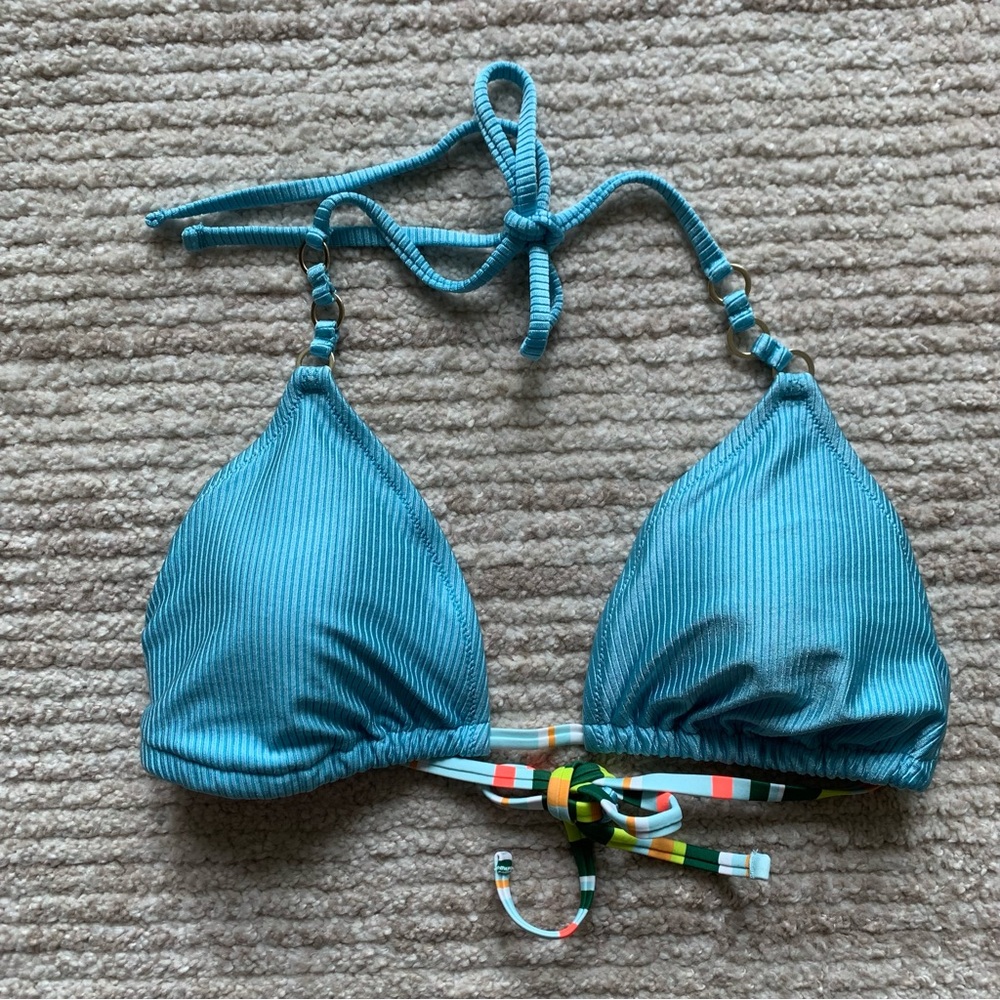 Linea Aqua Triangle String Bikini Top Turquoise Size Medium